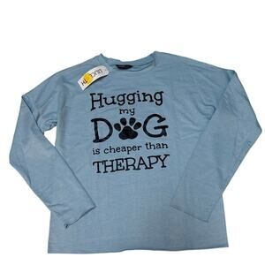 Lilicloth Powder Blue Graphic Pullover Sweatshirt Small Lightweight Raw Hem NEW